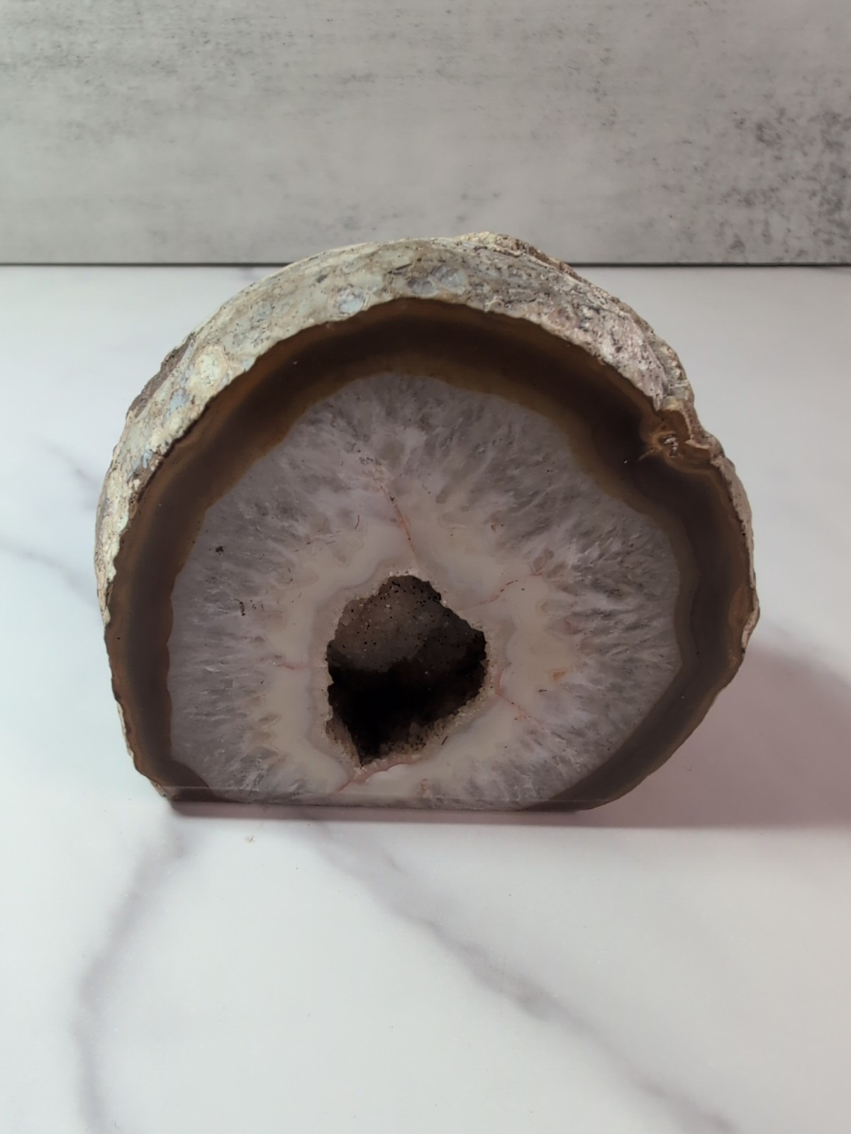 Sliced Geode Polished Display Free Standing 3.5″ Tall Brown