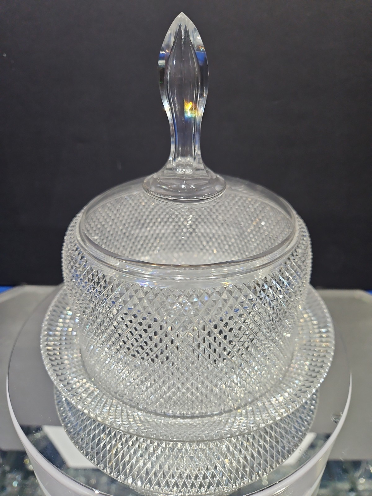 Butter Dish & “Bell Lid” American Brilliant Cut Glass Crystal Boston & Sandwich