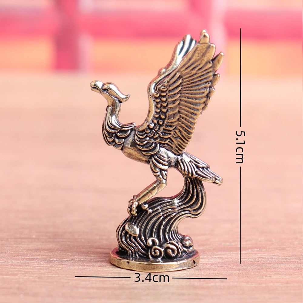 Brass Divine Bird Phoenix Small Statue Ornaments Ancient Mythical Beast Figurine