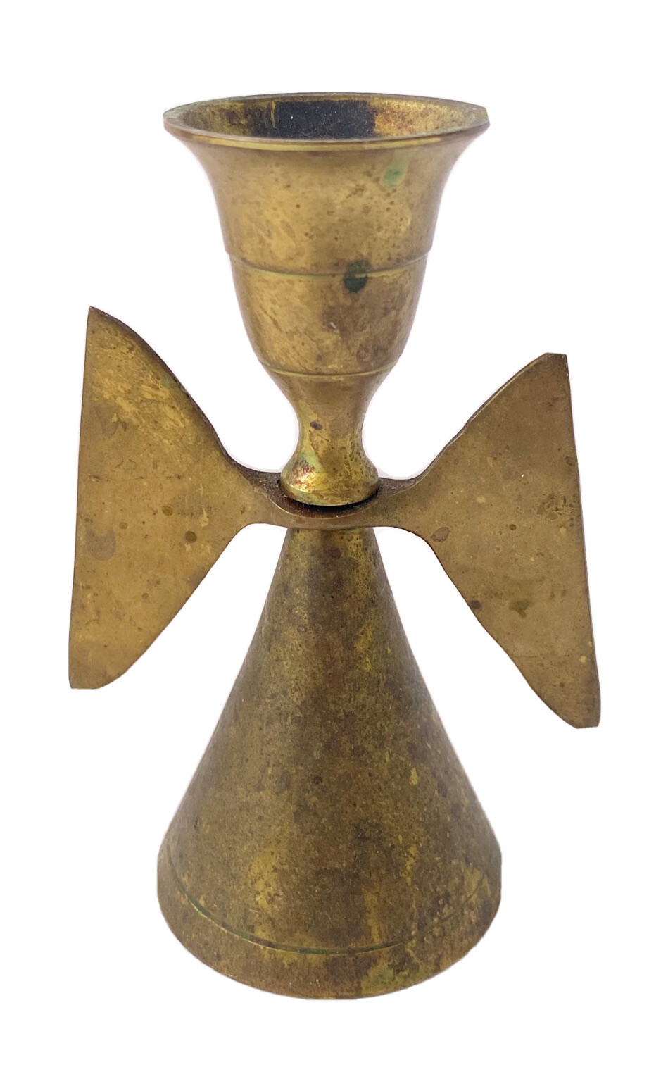 Brass Angel Wing Candle Holder Mid Century Christmas MCM Taper Gold Classic