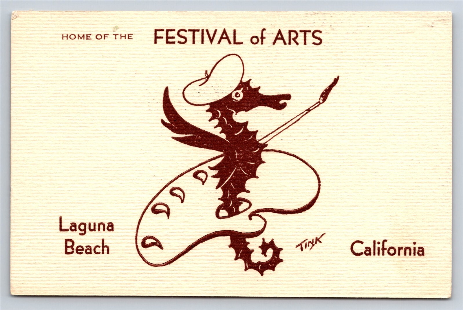 Postcard CA Festival Of Arts Seahorse Mascot Laguna Beach CA By Tina c1940s AY6