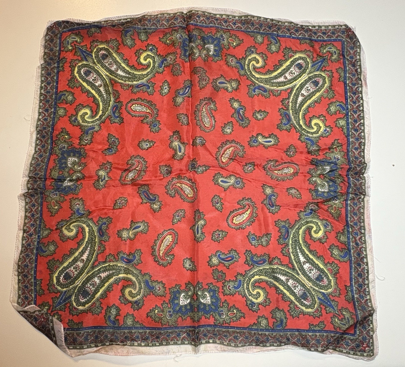 Vintage Silk Paisley Bandanna Great Condition A Few Wrinkles Colorful