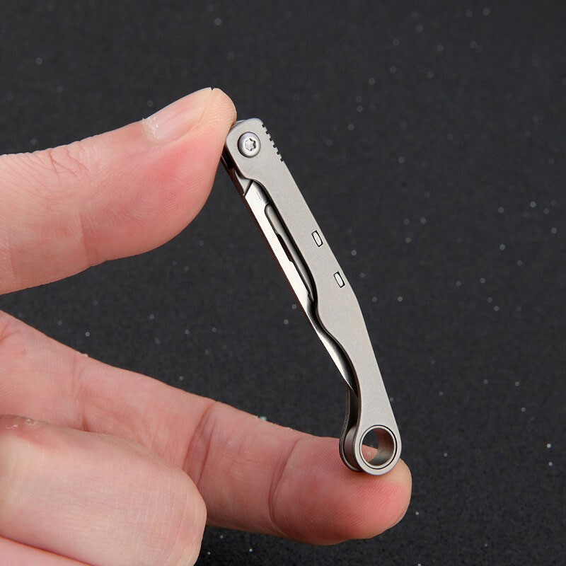 Mini Titanium Utility Folding Knife Blade Pocket Keychain Outdoor For EDC NEW