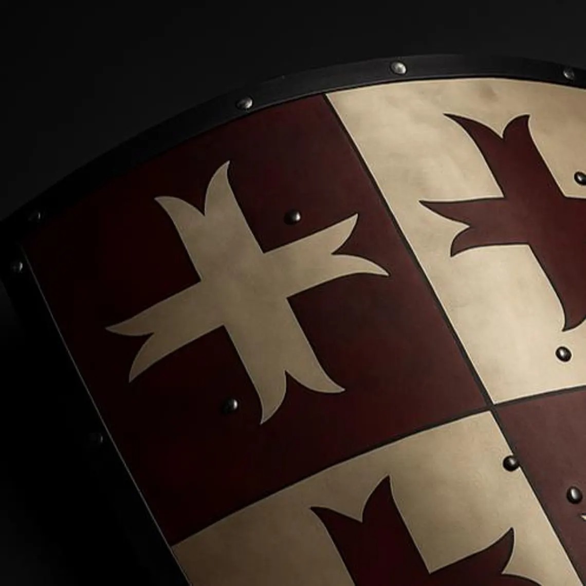 Templar Crusader Shield Hand-Painted Medieval Knight 3 Sizes LARP Wall Decor