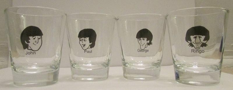Set of 4 Cartoon Beatles 1½oz. Shot Glasses