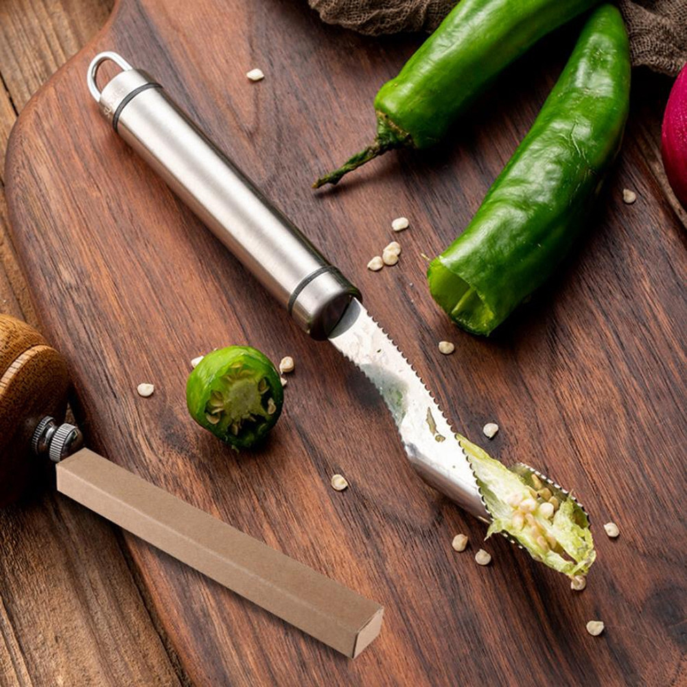 2x PCS Jalapeno Pepper Corer Cutter Slicer Core Seed Remover Fruit Steel