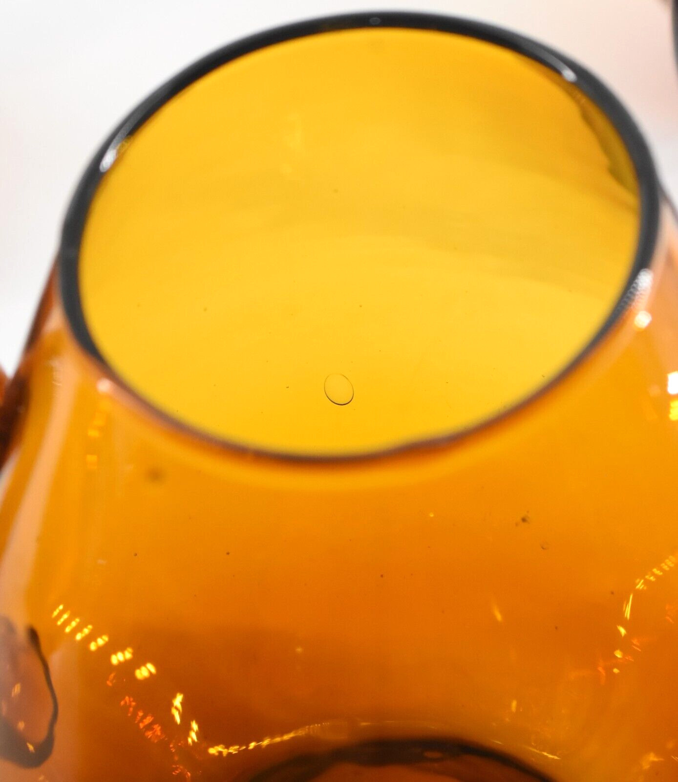 Set of 6 Vintage 70s Amber Handblown Glass Mugs Cups Asymmetrical 4″ Spain