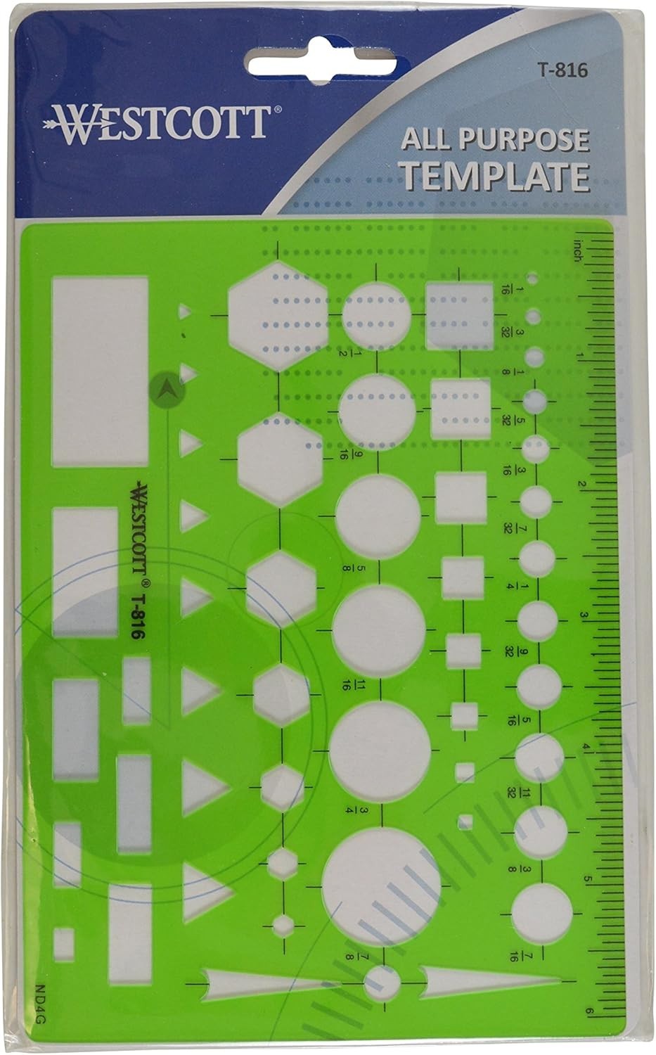 Versatile Plastic Drawing Template Tool – Translucent Green, 4.5 x 6 in
