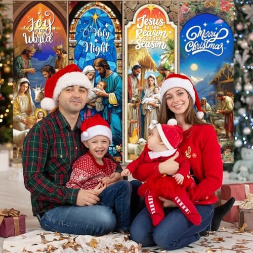 4 Christmas Banners with Scripture for Church – Religious Worship