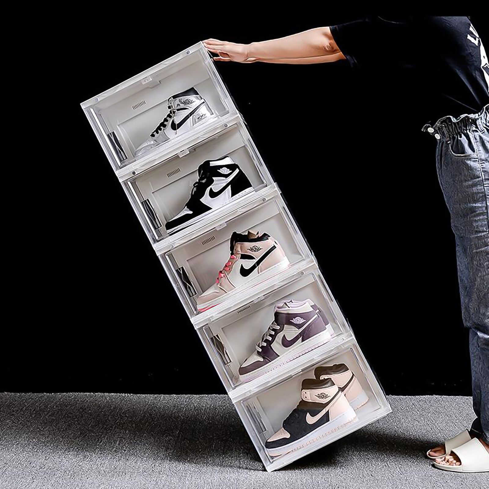 Unique Shoe Storage Box Container LED Light Levitating Floating Sneaker Display