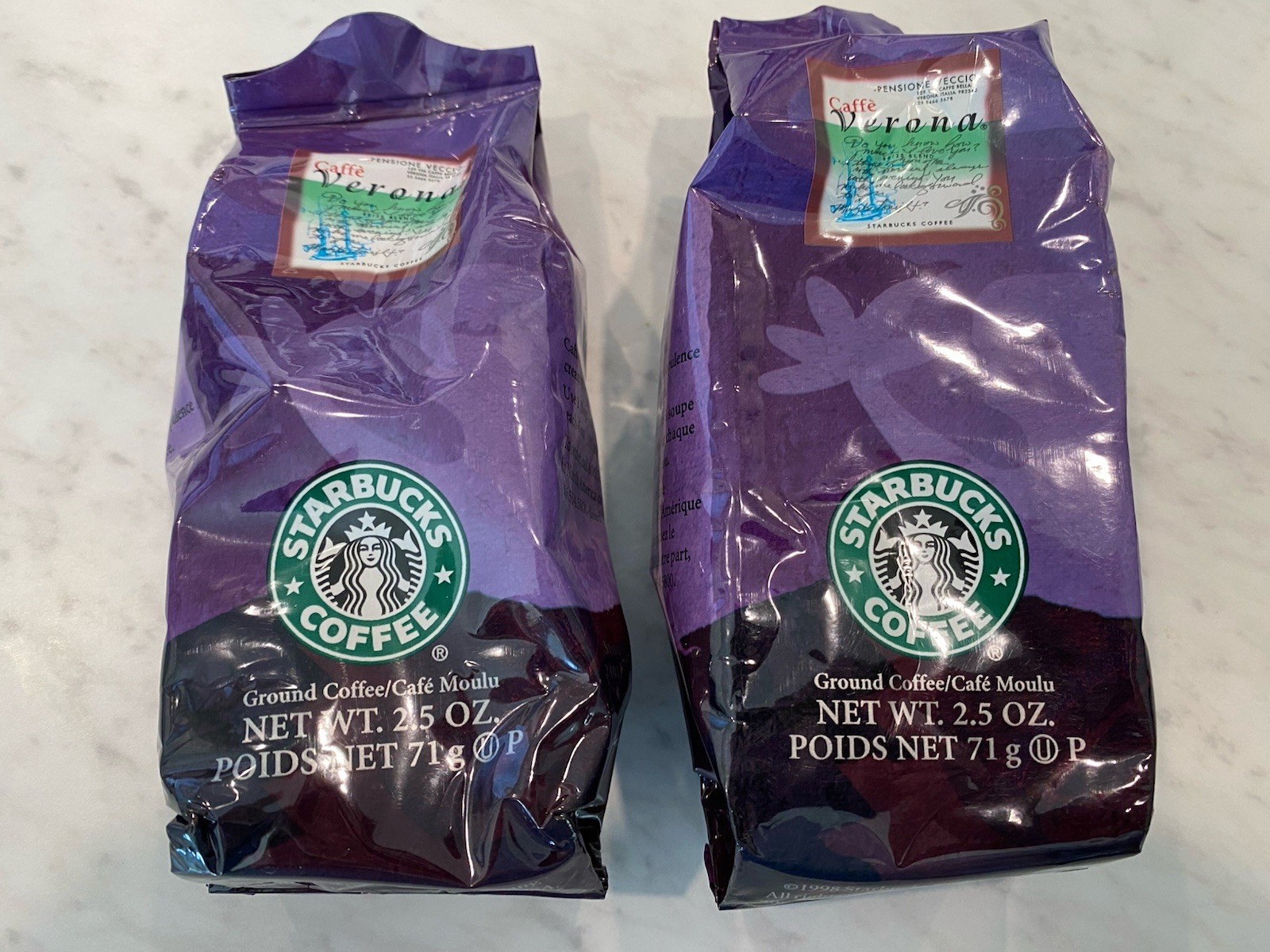 Starbucks 1998 Cafe Verona Ground Coffee 2/2.5oz Early Coffee Operations Design