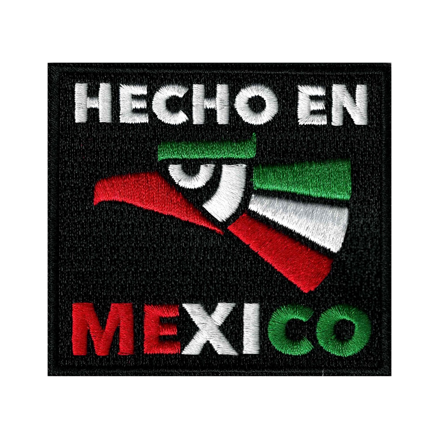 HECHO EN MEXICO embroidered iron-on PATCH FLAG Mexican Pride Parche Red Green