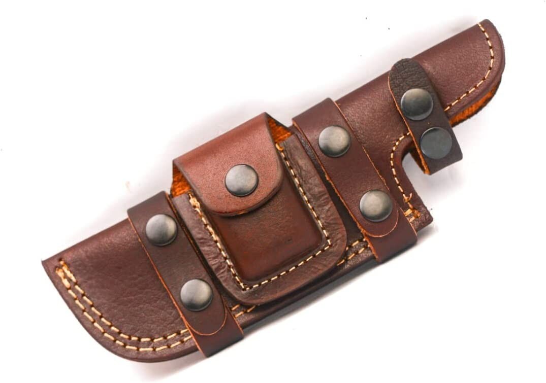 KNIFE LEATHER SHEATH BELT HORIZONTAL CARRY for 4 to 5 in FIXED BLADE