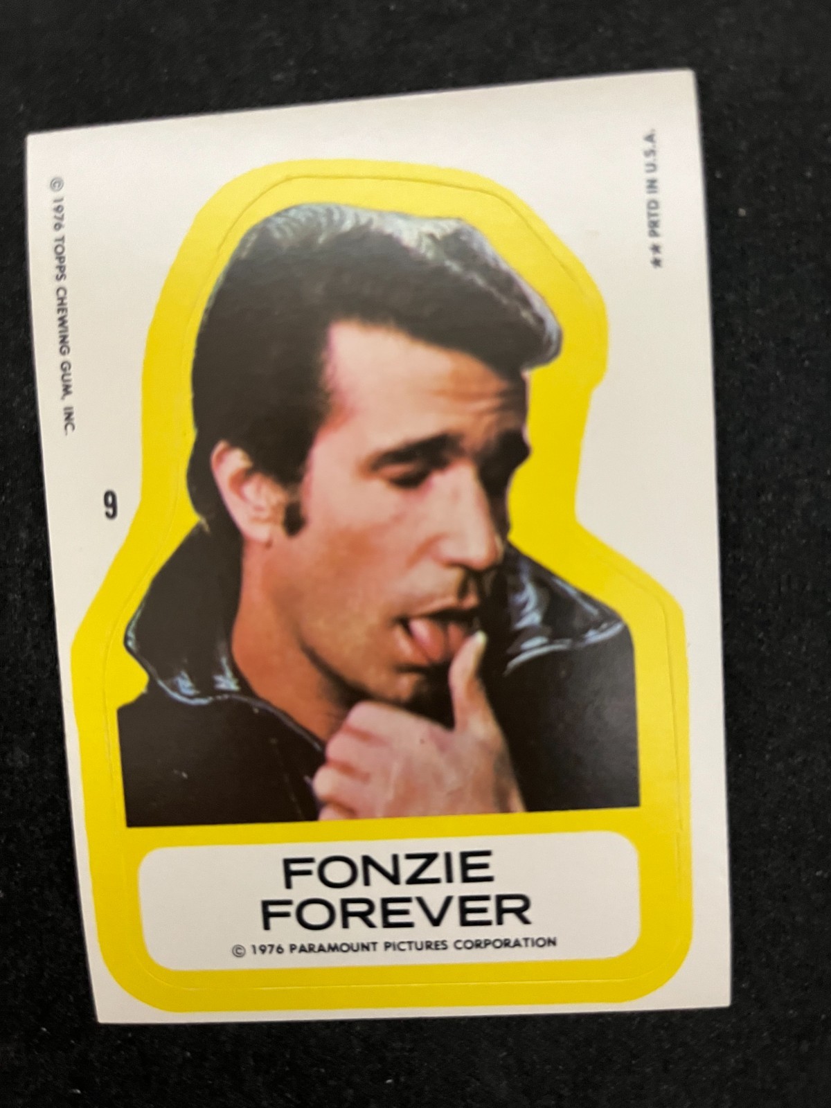 1976 Topps Happy Days Series 1 Sticker Insert #9 Fonzie Forever Ex