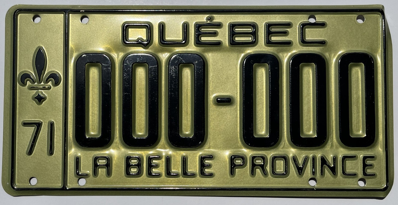 1971 Quebec Sample License Plate