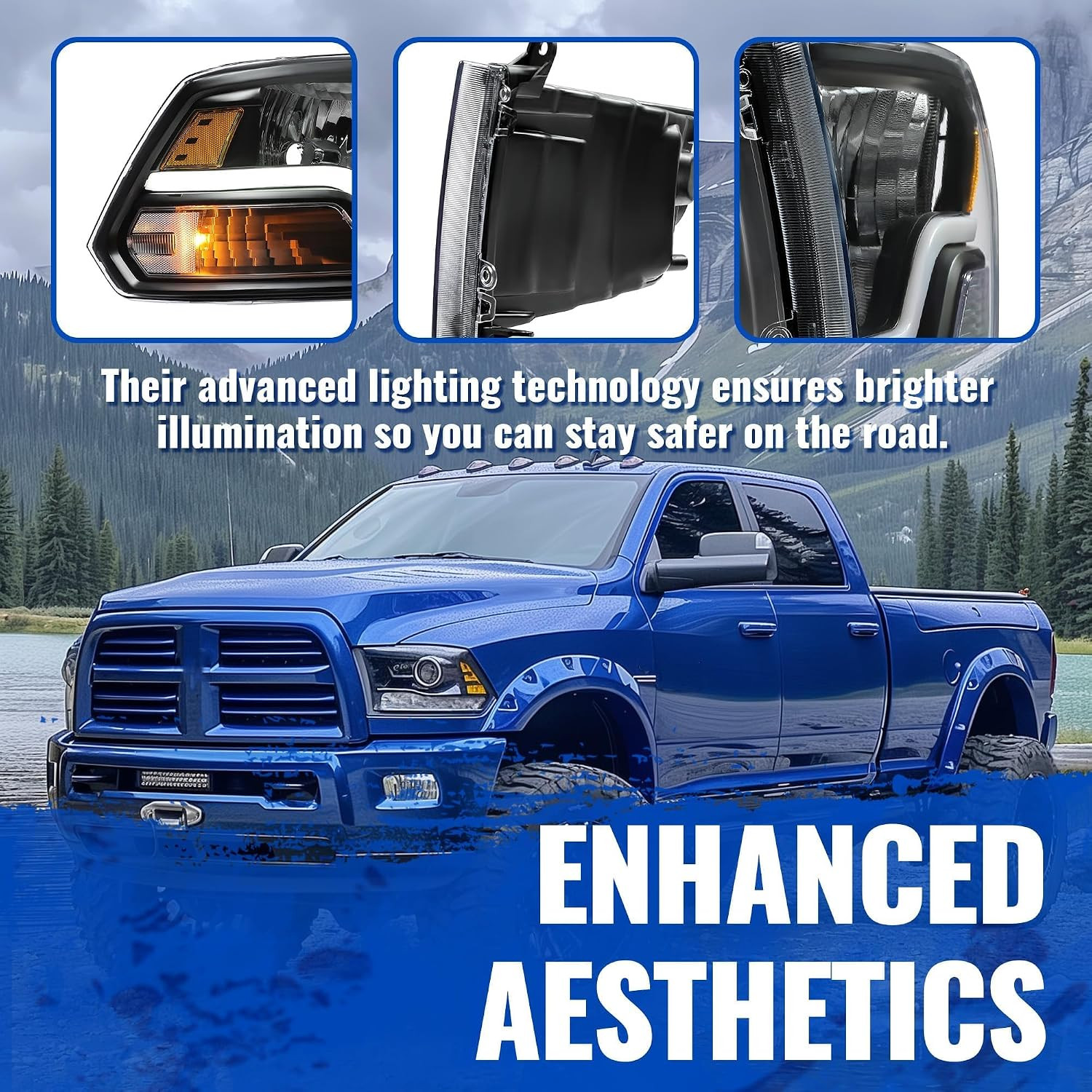 LED Headlight Compatible with 2009-2018 Dodge Ram 1500 2500 3500 Pickup Truck Re
