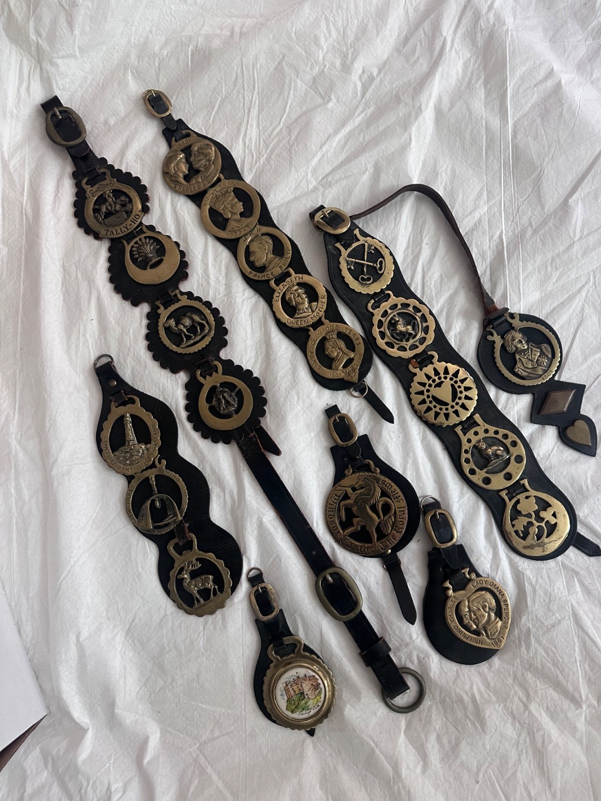 21 Vintage Horse Brasses On Leather Strap Horse Brass