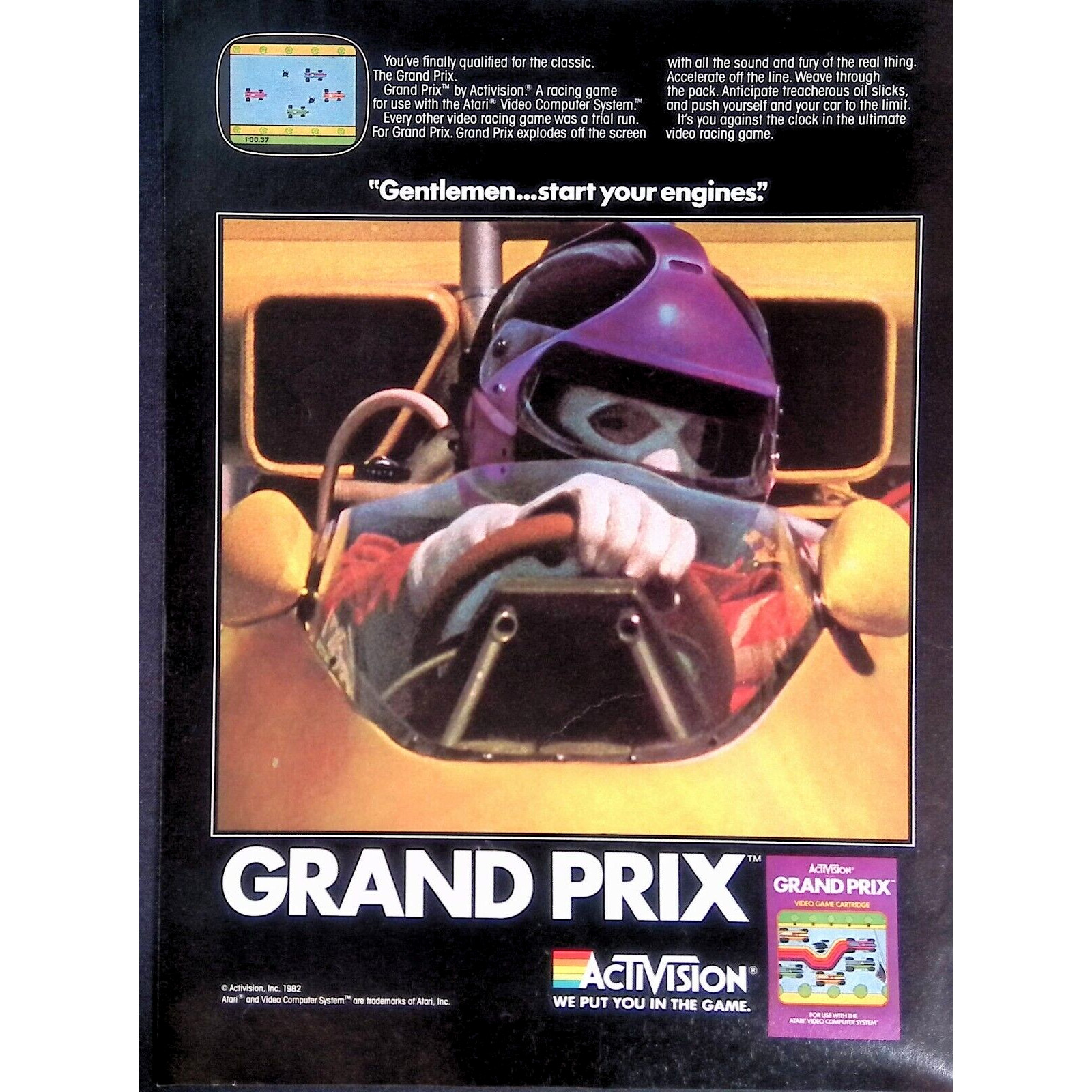 Video Games 1982 Print Ad Activision Video Games Grand Prix Racing Game 8×11