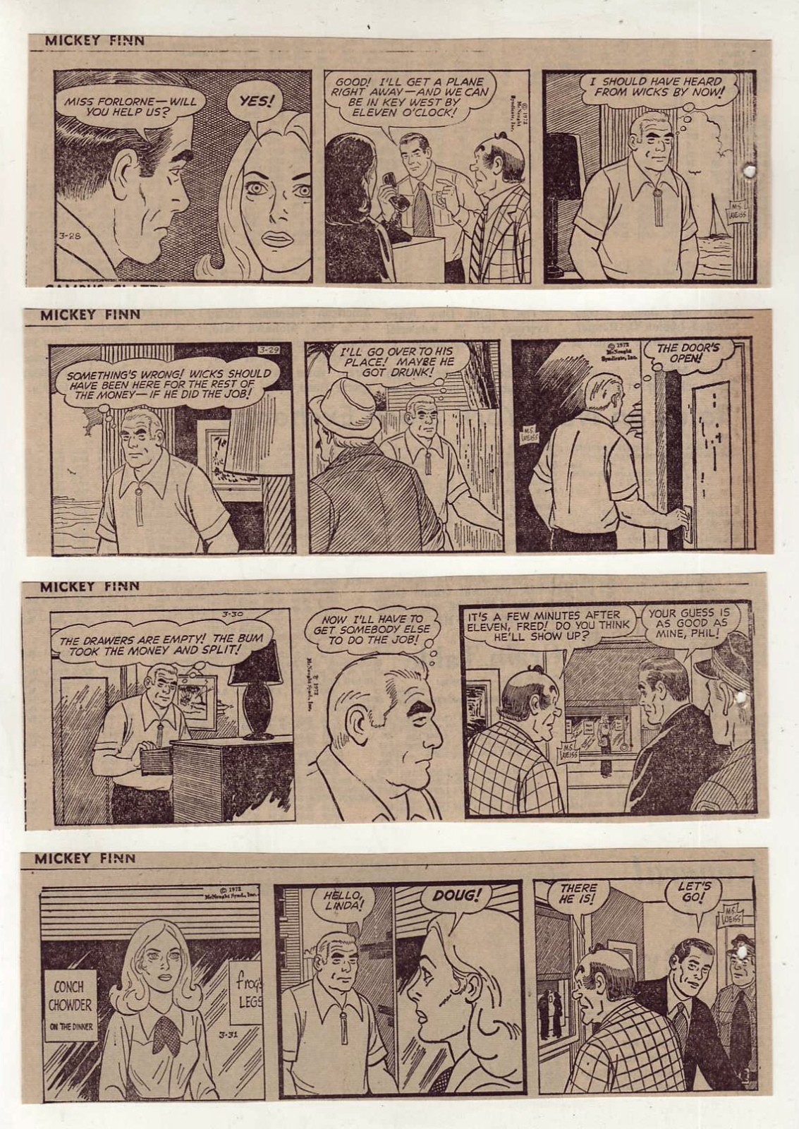 Mickey Finn by Morris Weiss – 27 daily comic strips – Complete March 1972