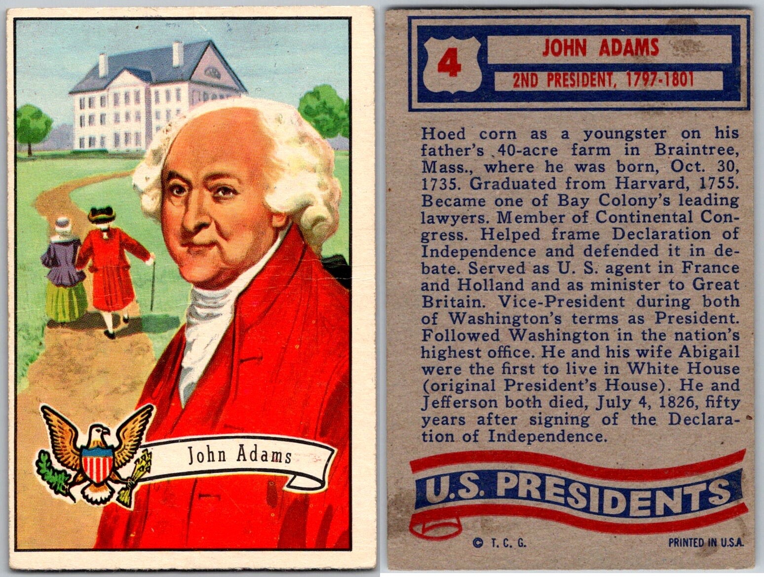 1956 Topps U.S. PRESIDENTS Trading Cards – U Pick Complete Your Set