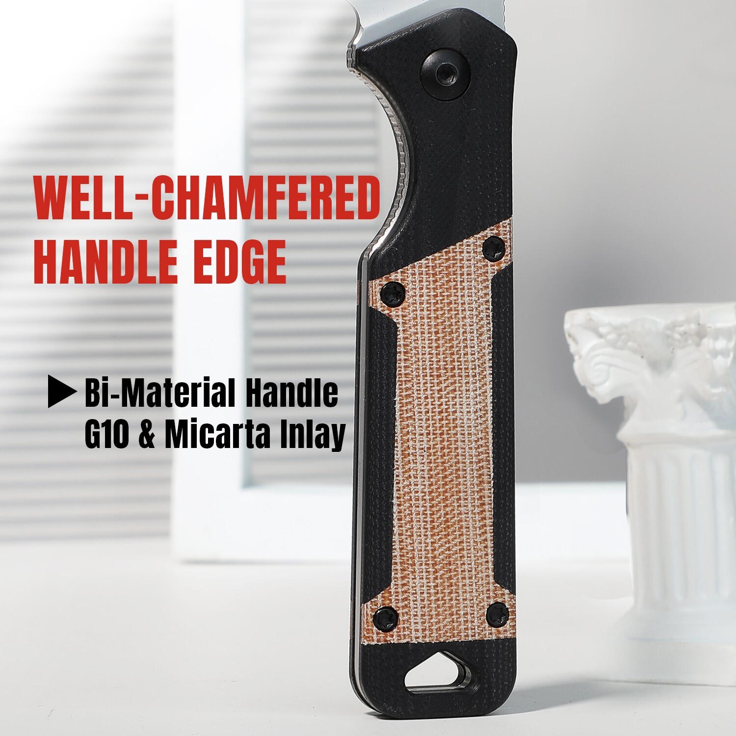 Kizer Militaw Drop Point Fixed Knife Nitro-V Blade G10+Micarta Handle+Sheath
