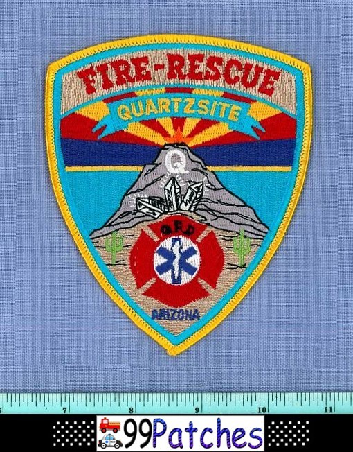 QUARTZSITE ARIZONA Fire Rescue EMS Patch QUARTZ GEMSTONE CACTUS SUNSET 9P