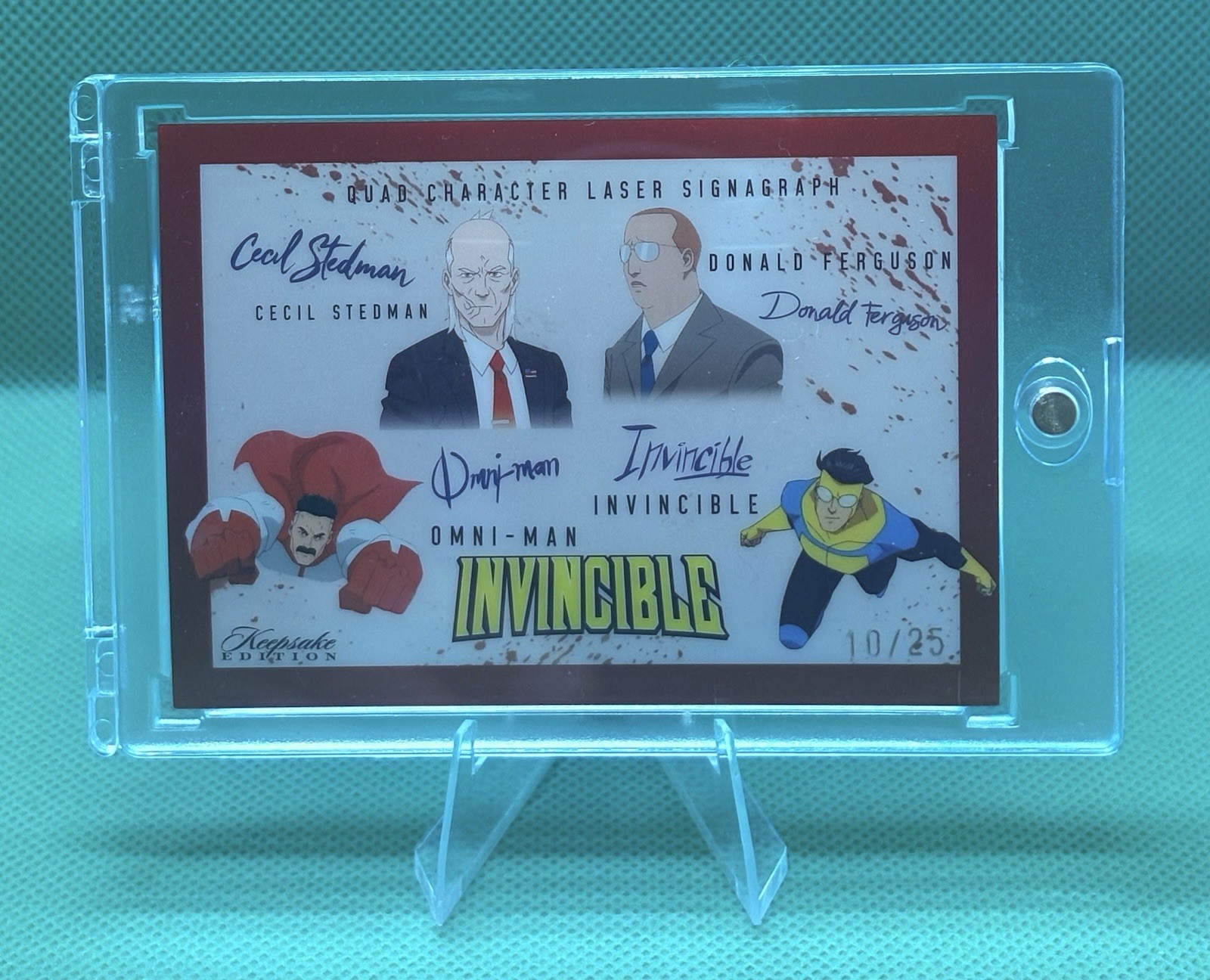 Invincible Quad Auto Red /25 – Invincible Omni-man Cecil Stedman Donald Ferguson