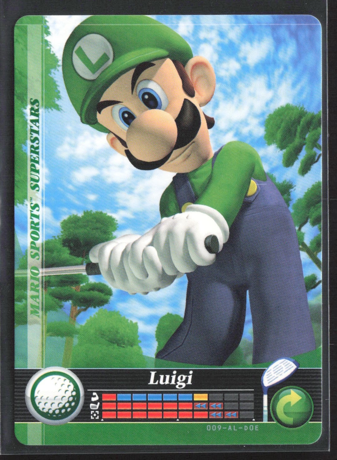 2017 Mario Sports Superstars Amiibo Card – #9 Luigi Golf – Nintendo NM