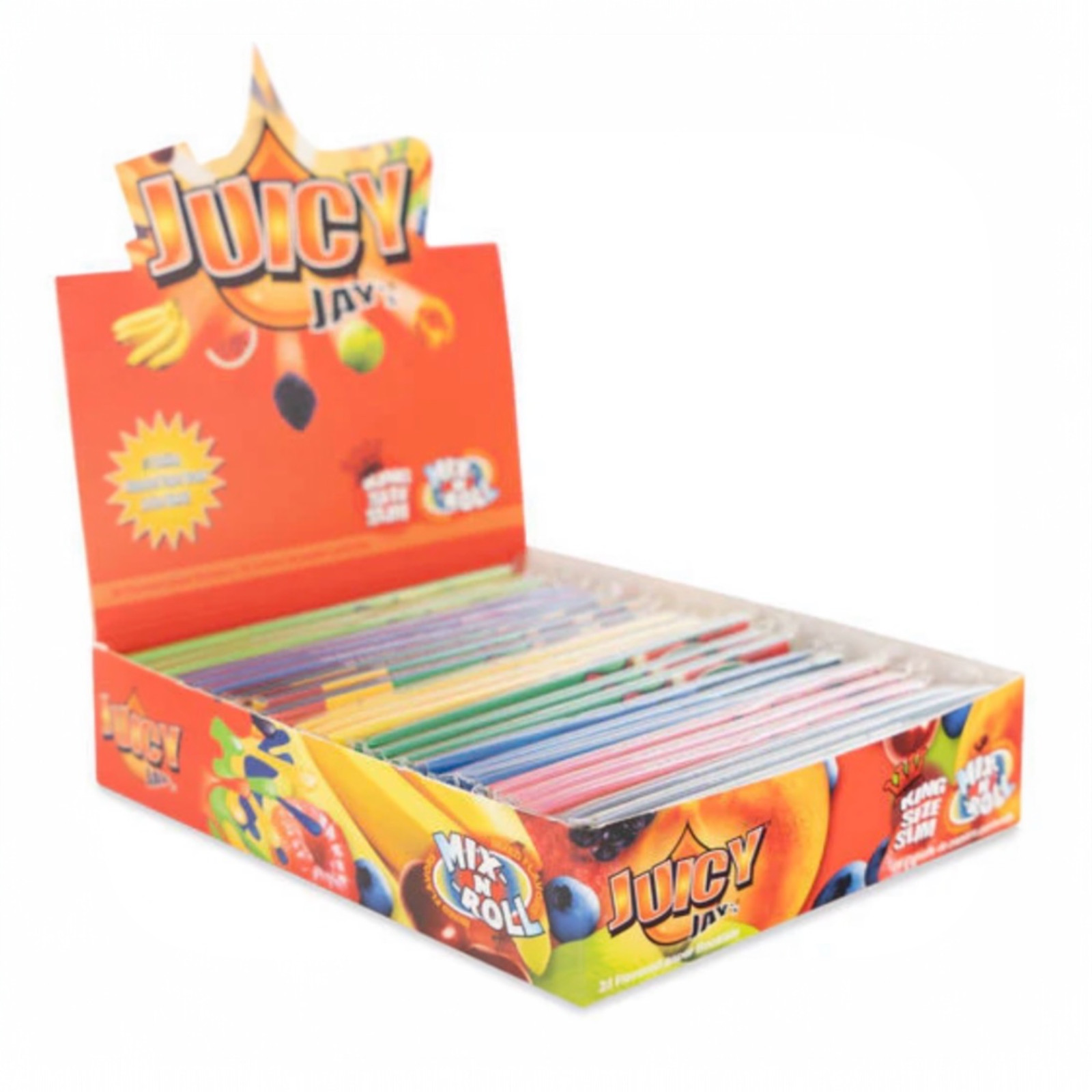 24 Pack Juicy Jay’s King Size Slim Rolling Papers Display Box Mixed Flavors Ciga