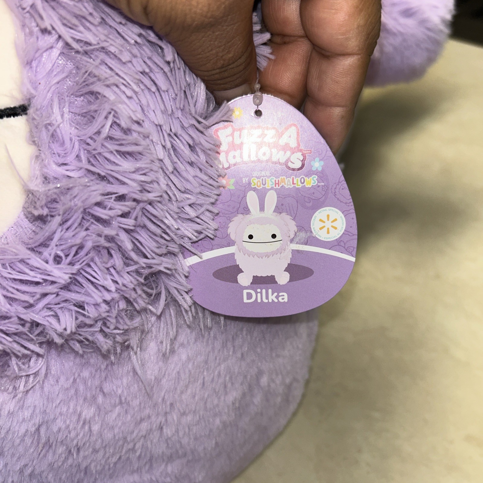 2025 SQUISHMALLOWS EASTER DILKA THE BIGFOOT W/ BUNNY EARS PURPLE 12″ PLUSH