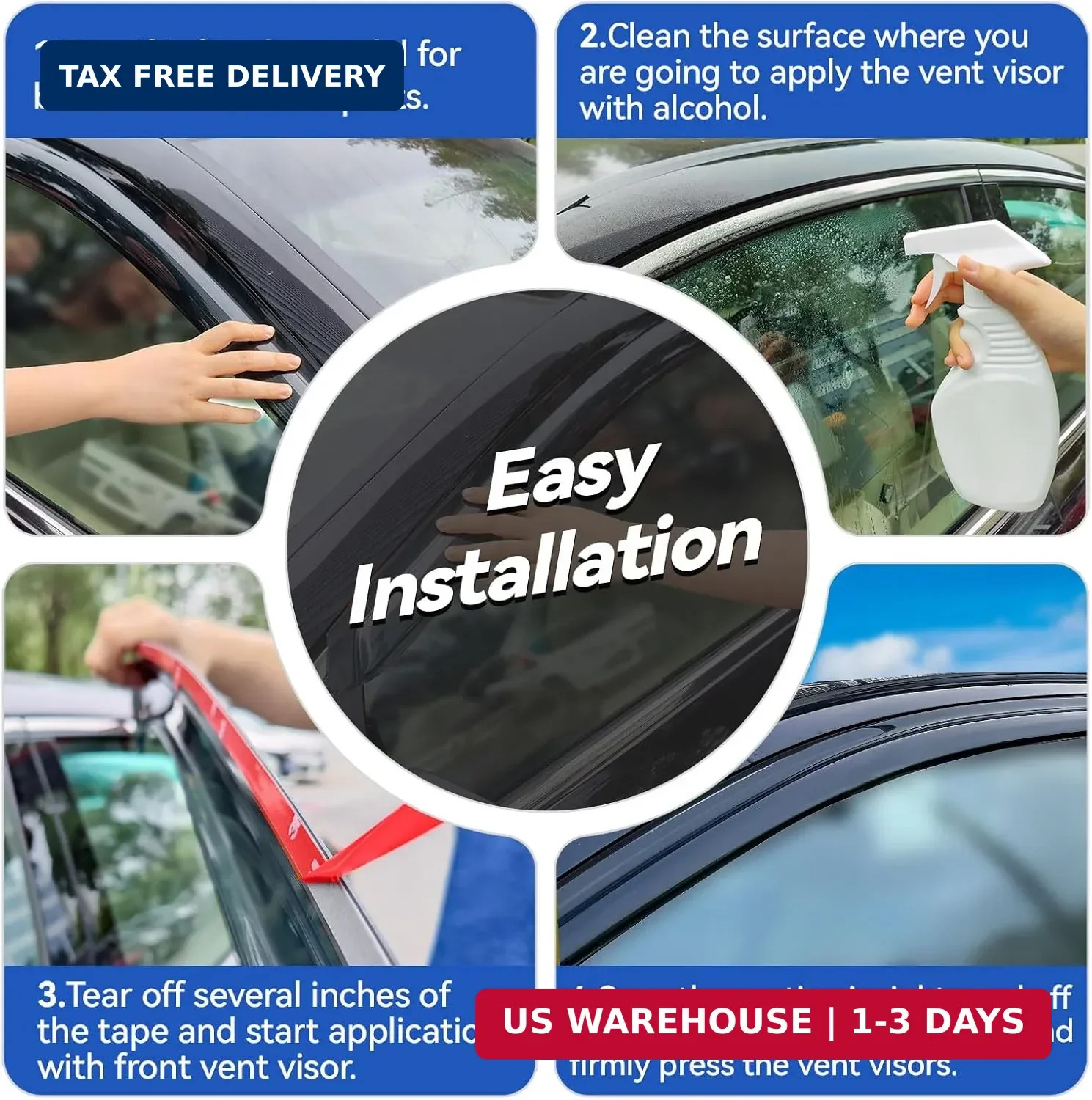 Window Visors Rain Guards for 2014-2020 Chevy Impala, Out-Channel Window Vent Wi