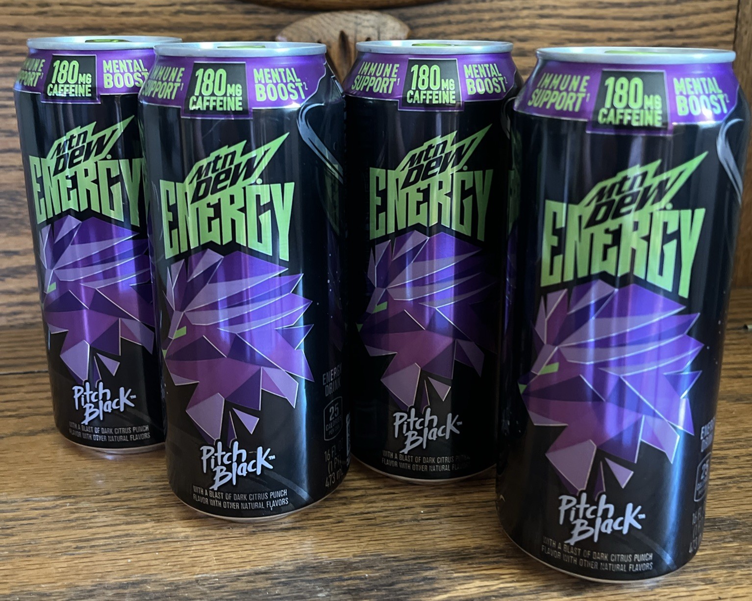 Mountain Mtn Dew Pitch Black Energy ~ Set of 4-16 oz Cans ~ Best By 05/08/2023