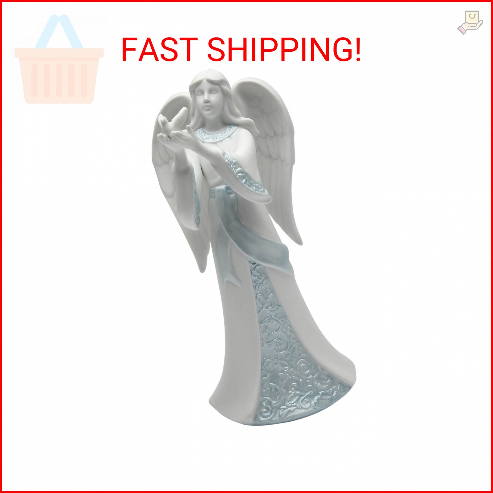 Appletree Design 33257 Angel Holding Dove Figurine, 7-1/8-Inch
