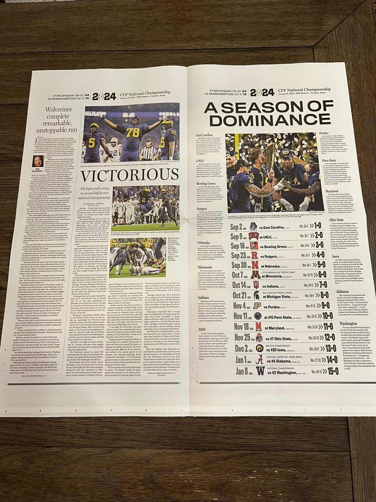 Michigan National Champions Newspaper Hail Yes Detroit News Special Edition 24