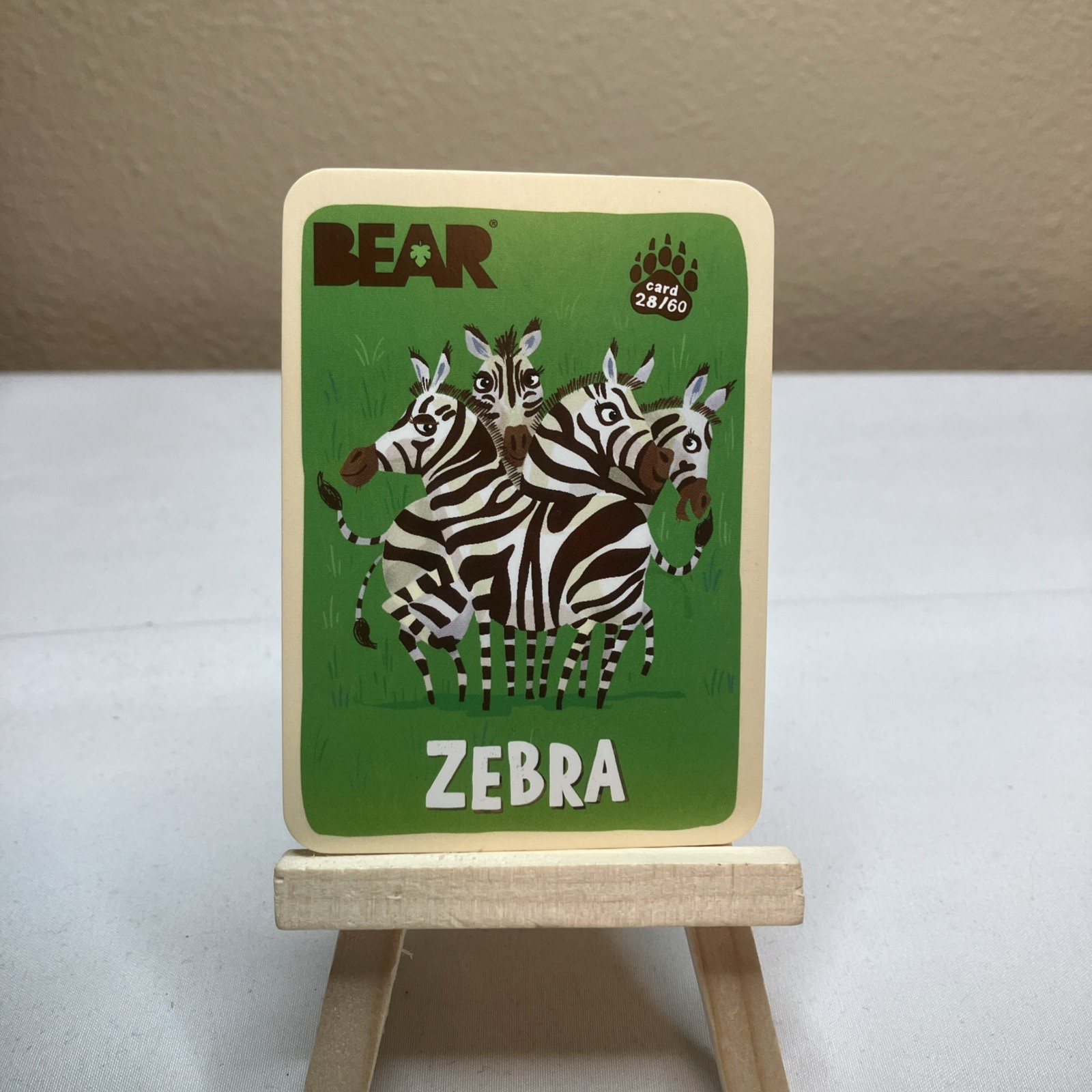 BEAR Snacks ZEBRA #28 Collectible Fruit Roll Snack Animal Trading Card