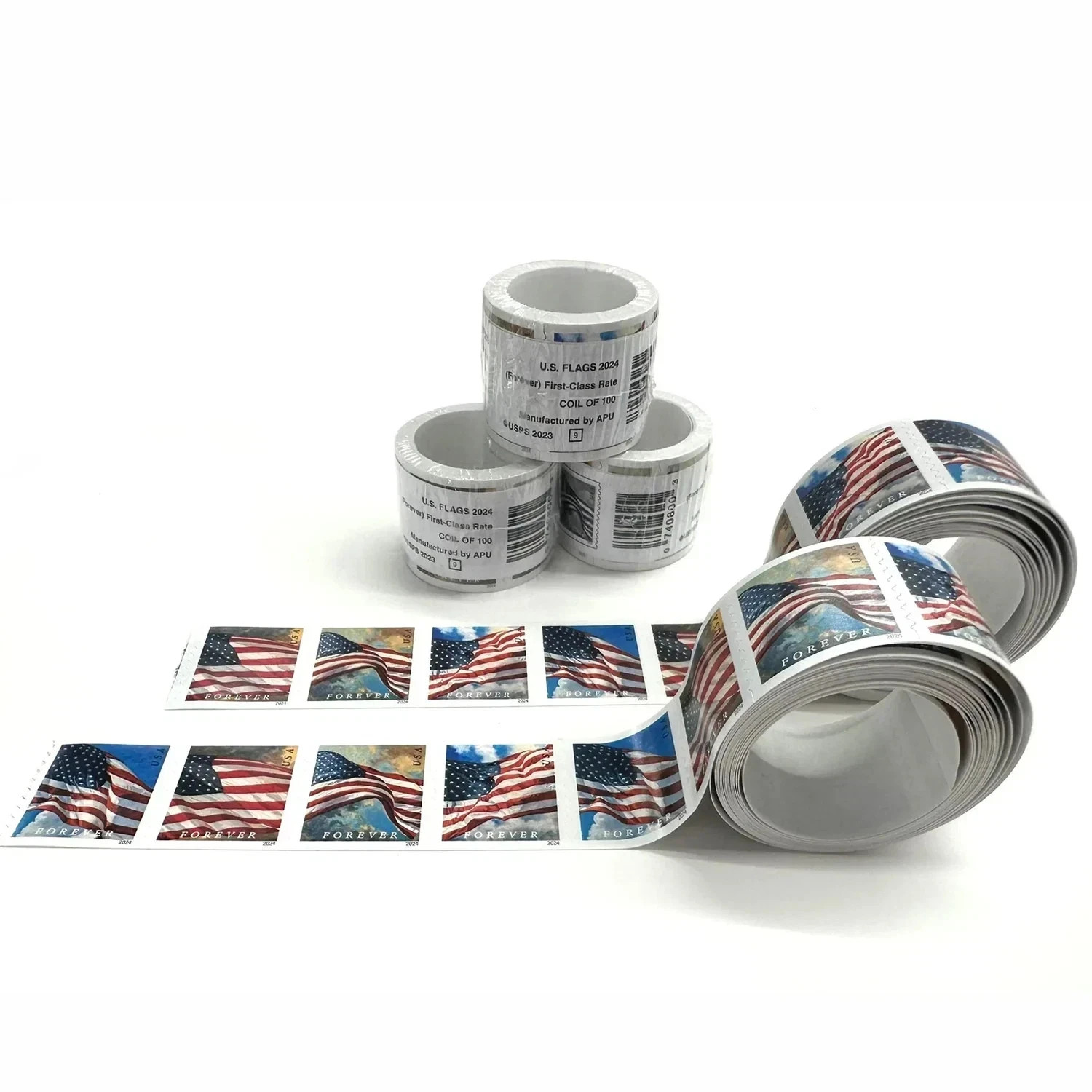 1 roll 2024 USPS For-ever Flag Stamps (Mint, Never Hinged)-100 Count Roll