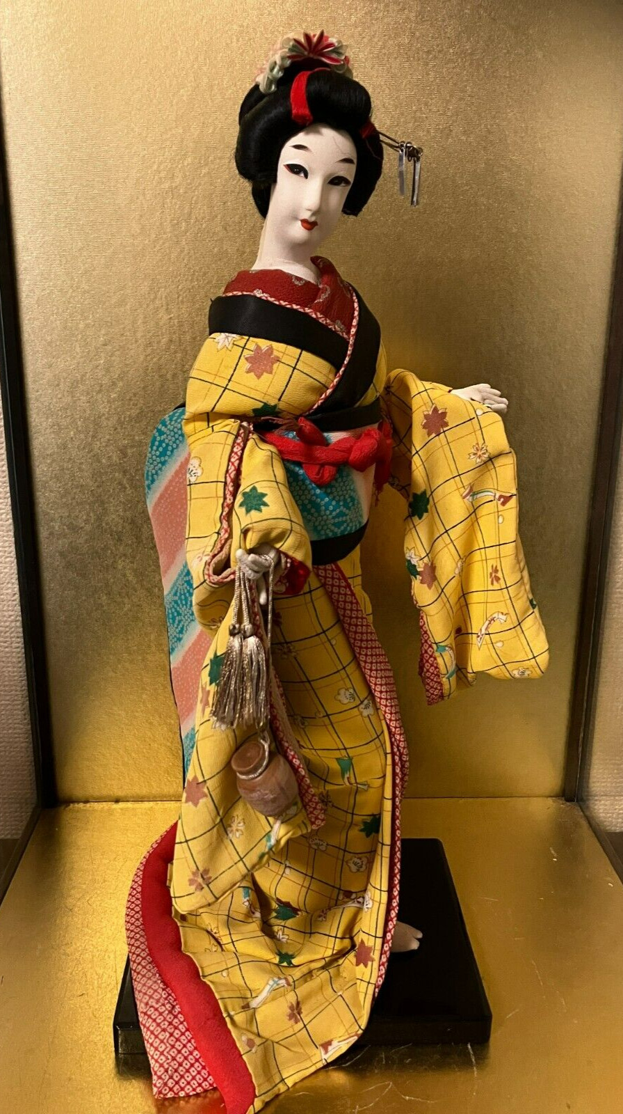 Vintage Japanese Doll Kimono Geisha Maiko Folk Craft H:17.7 in