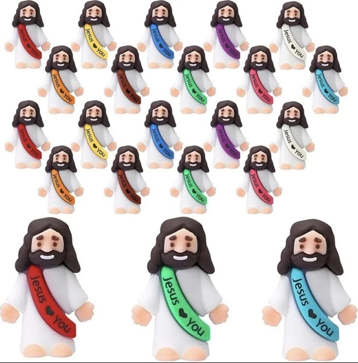 100pcs Jesus Loves You Figures, Mini Jesus Figurines NEW