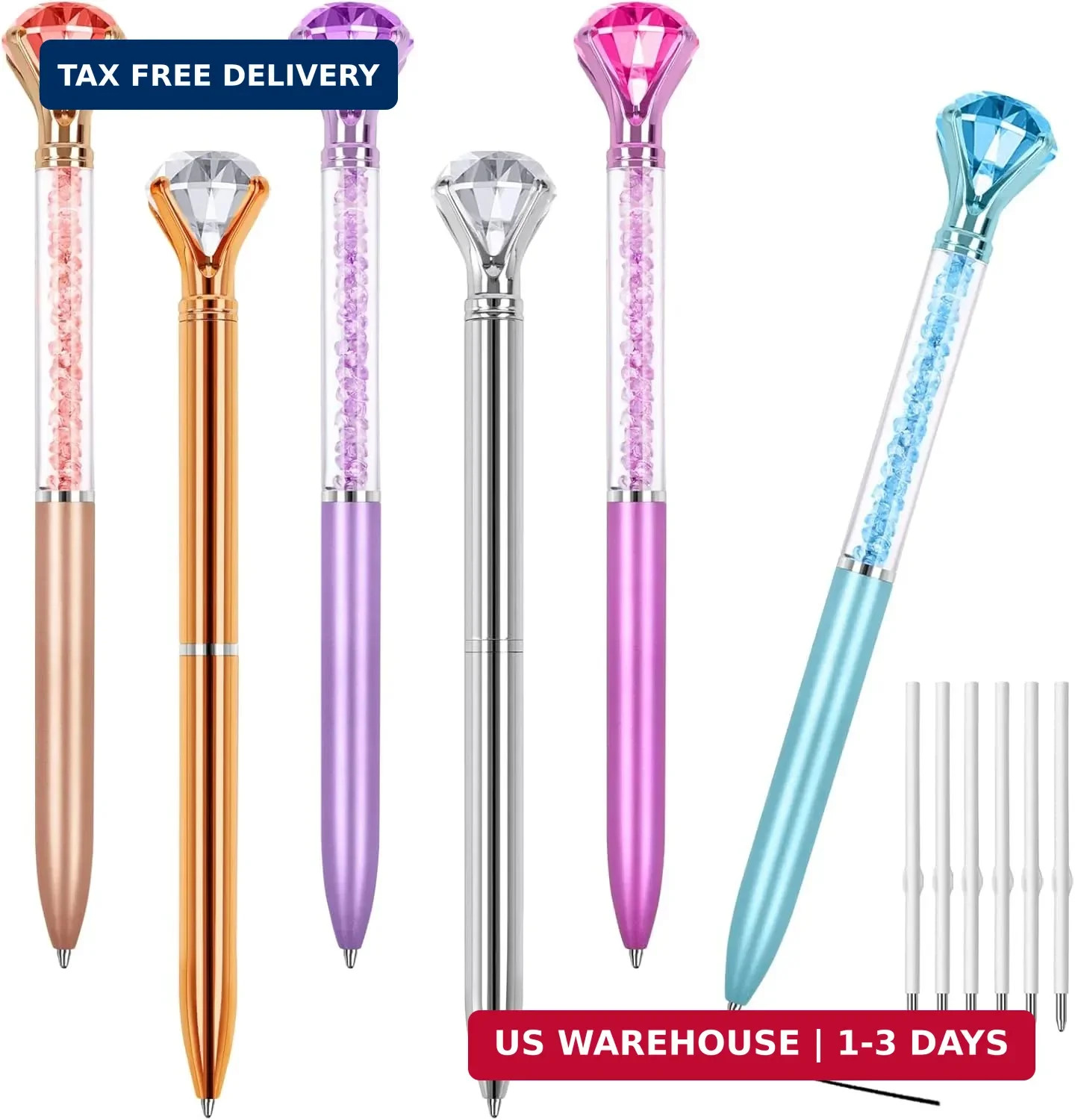 6 Pcs Diamond Pens with CrystalPens with Diamonds on Top Diamond Pens Bulk Inc