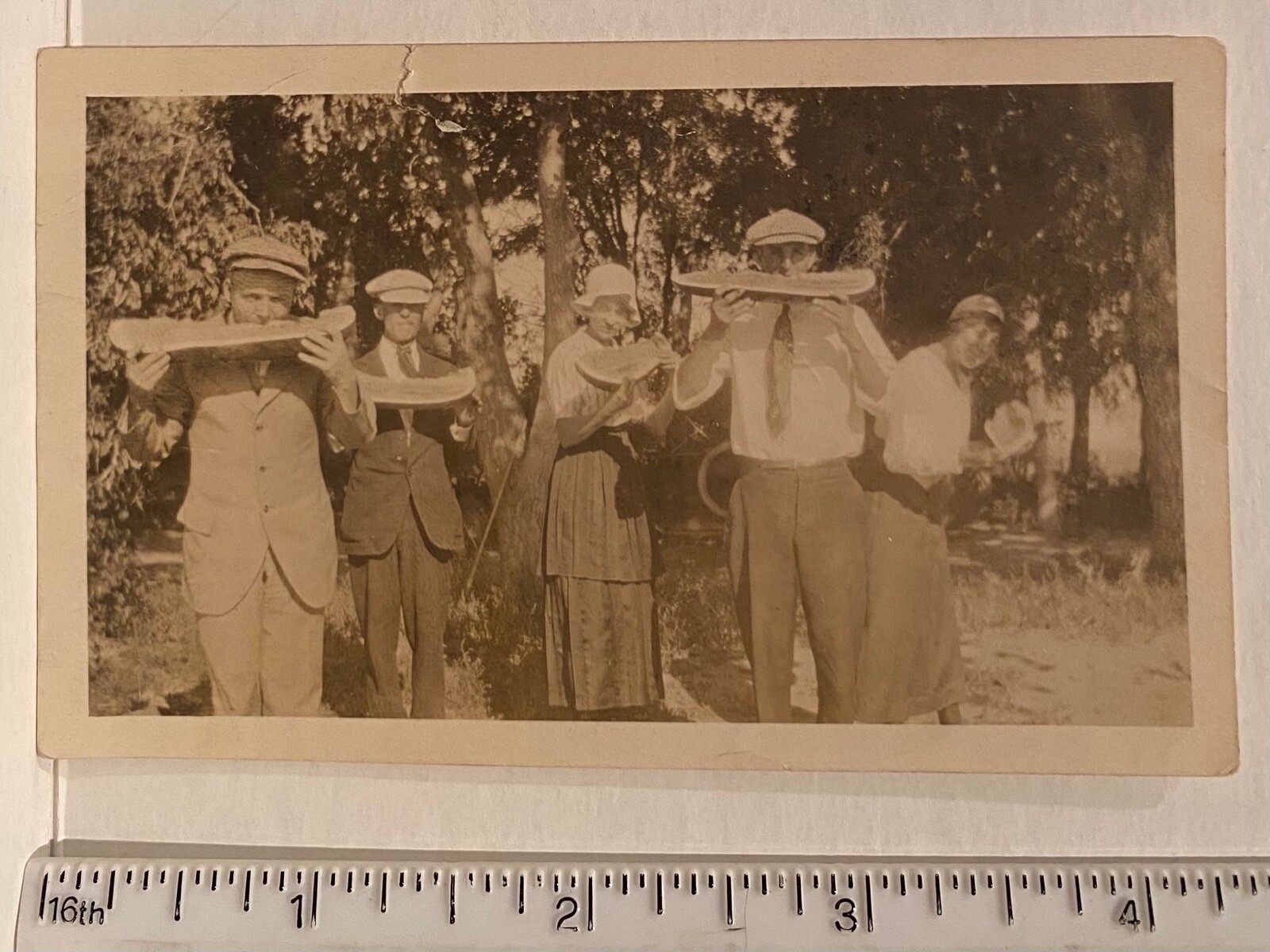 Fun Group Young Adults Eat Watermelon In Woods Boulder Colorado Snapshot Photo