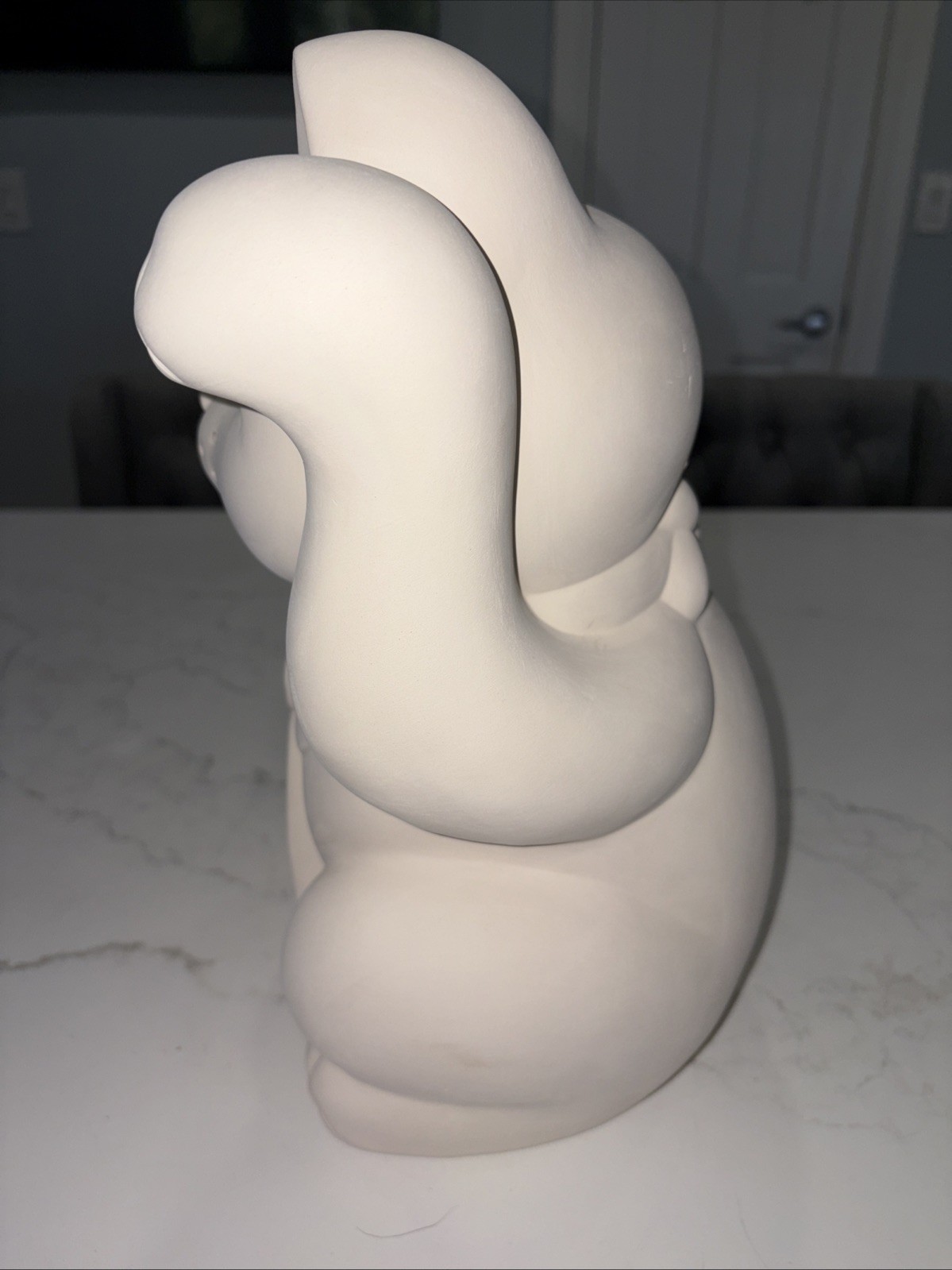 Large Prosperity Cat Maneki Neko Left Paw Up 13.5” Bank Ceramic Unpainted Raw