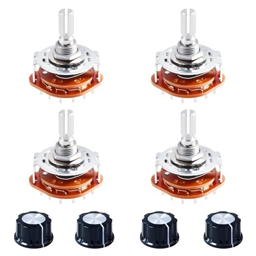 4pcs RS25 Rotary Band Switch 2P6T 2 Pole 6 Position Band Channel Rotary Selector