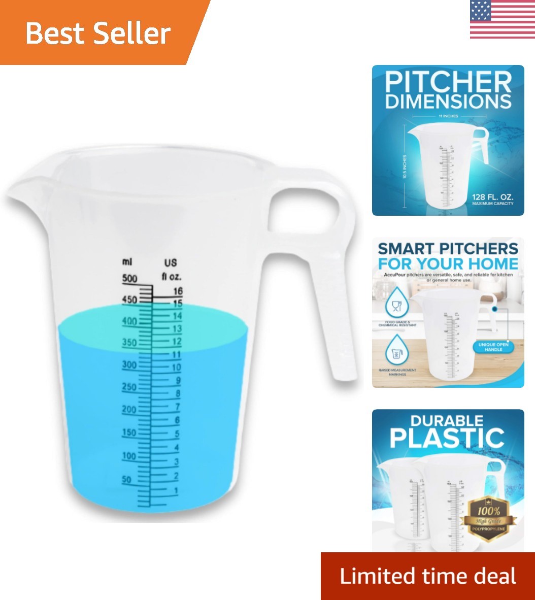 16oz Multipurpose Measuring Pitcher – Durable Plastic for Oil, Chemicals & More