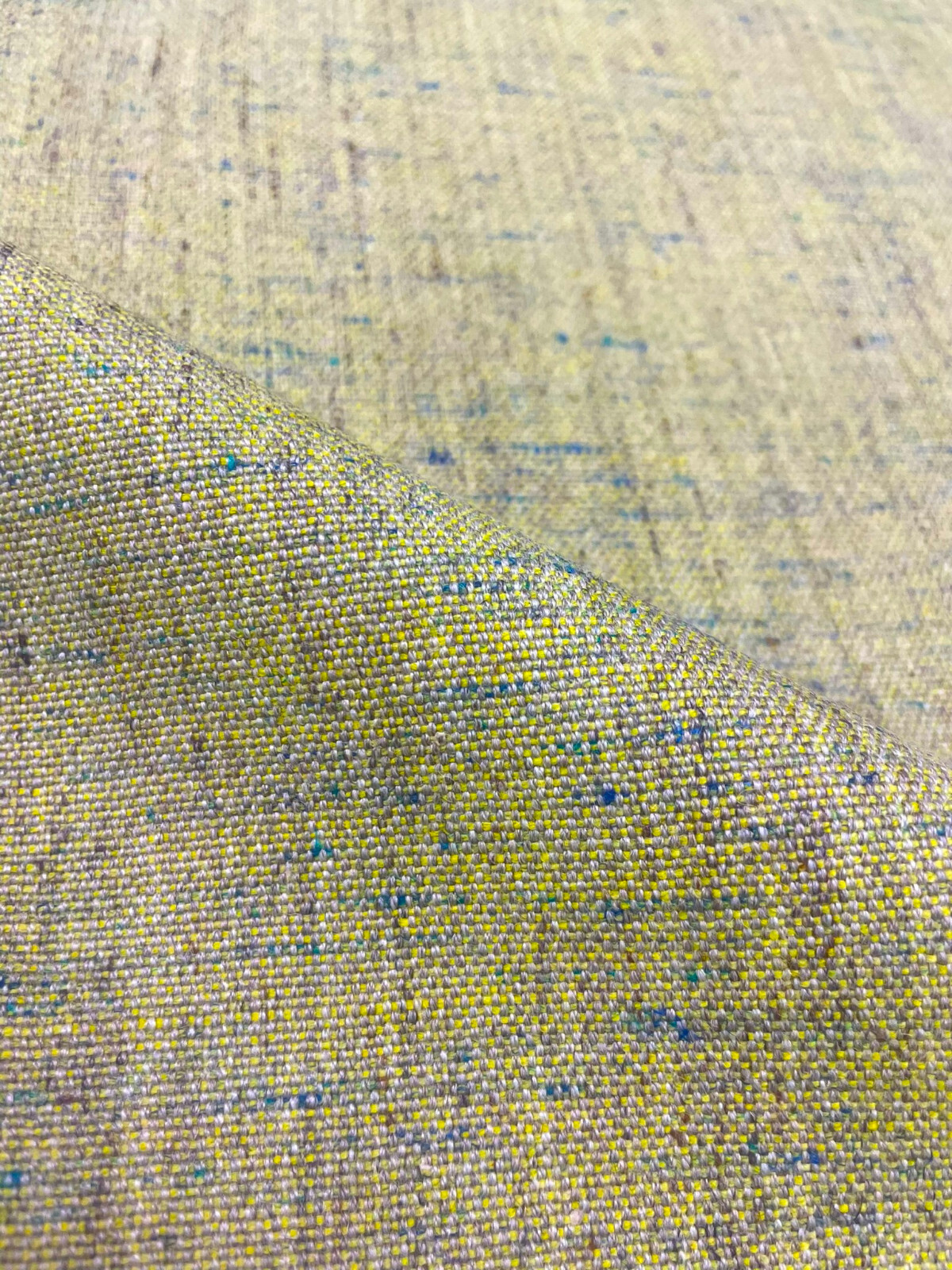 1.875 yds Maharam Rowan Pixie Yellow, Gray, & Blue Woven Wool Upholstery Fabric