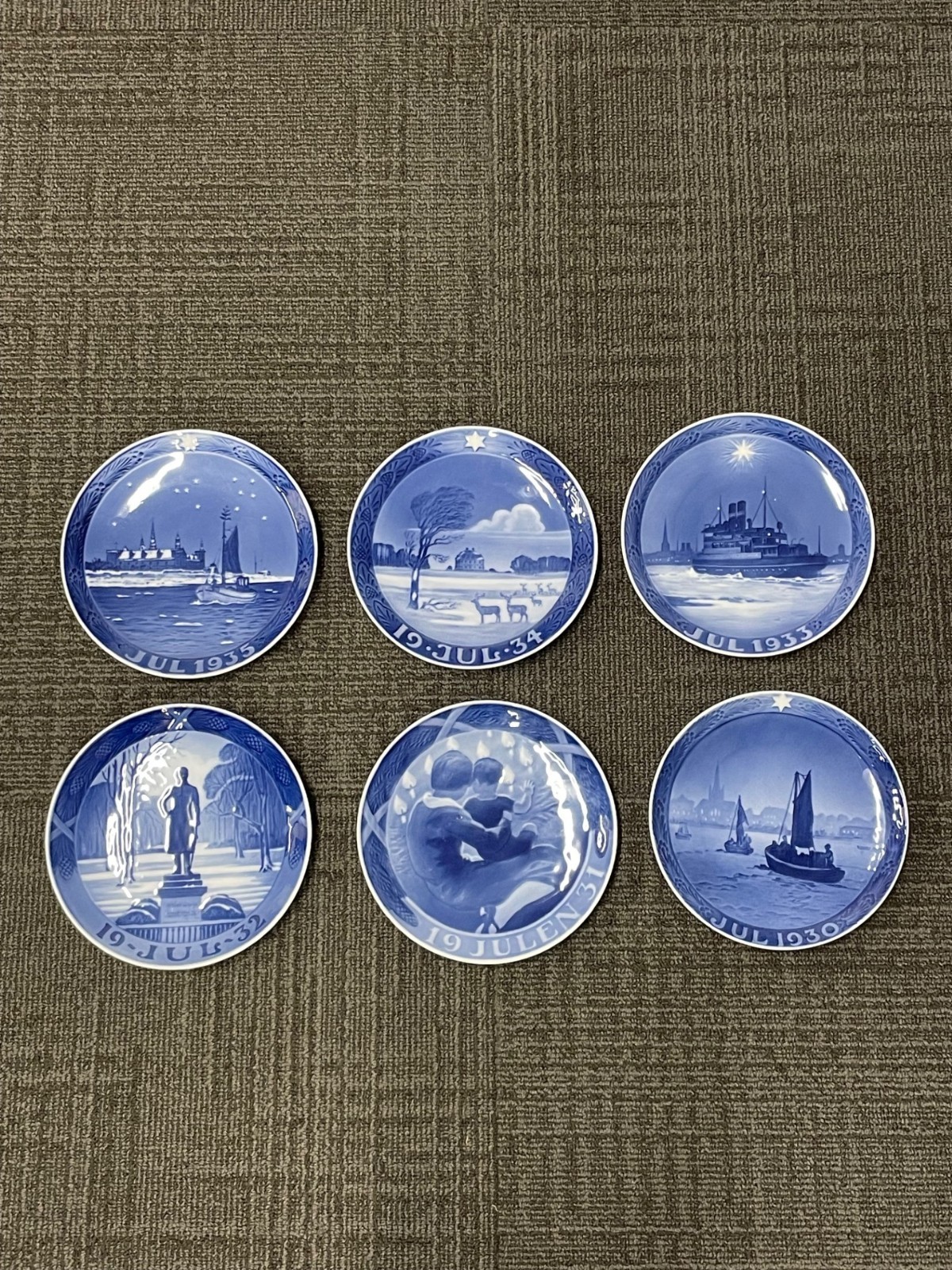 Lot of 6 Antique Royal Copenhagen Christmas Plates 1930 to 1935