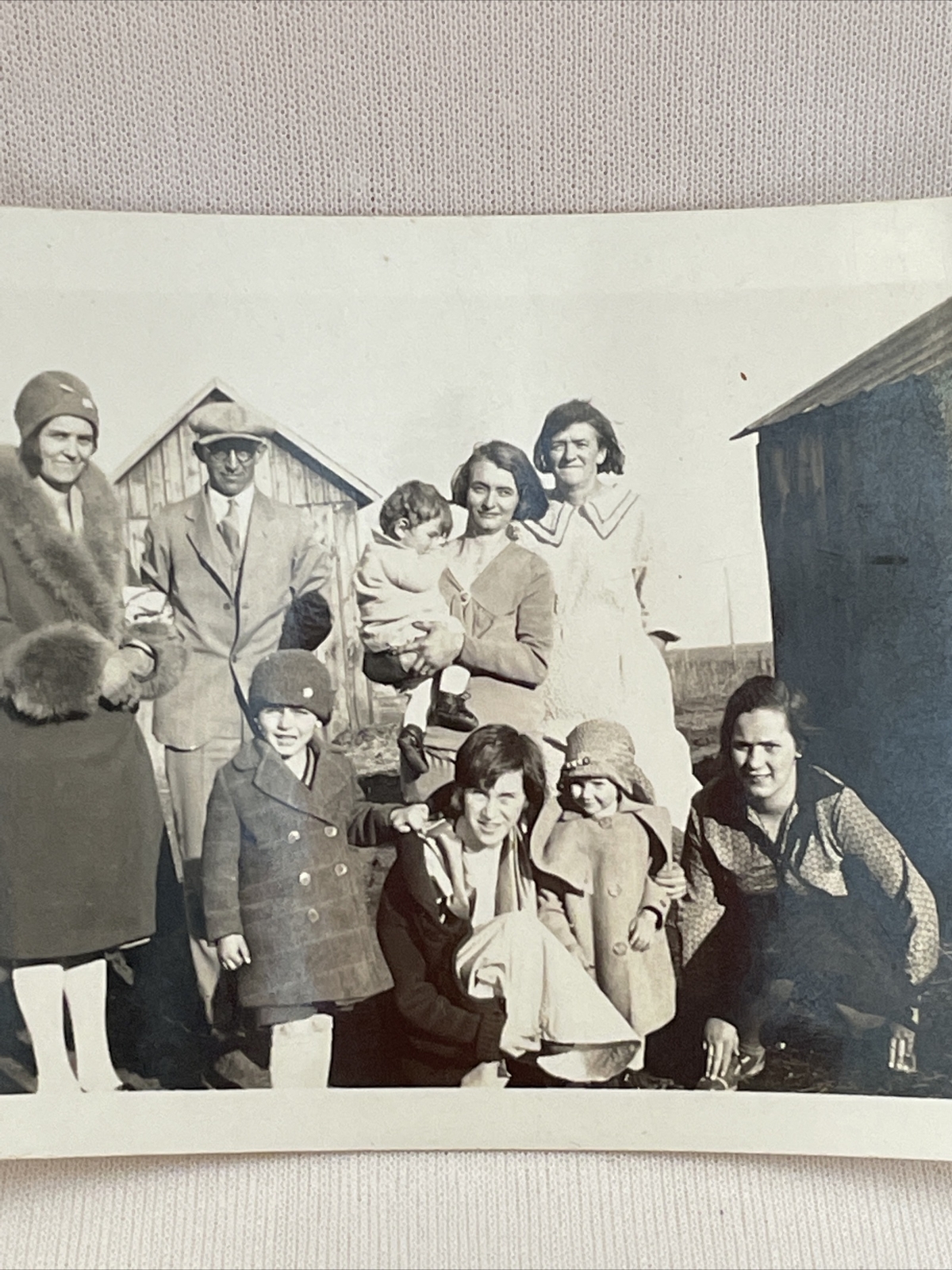 Vintage Black & White Photograph Group Family Portrait Women Men Children Iowa