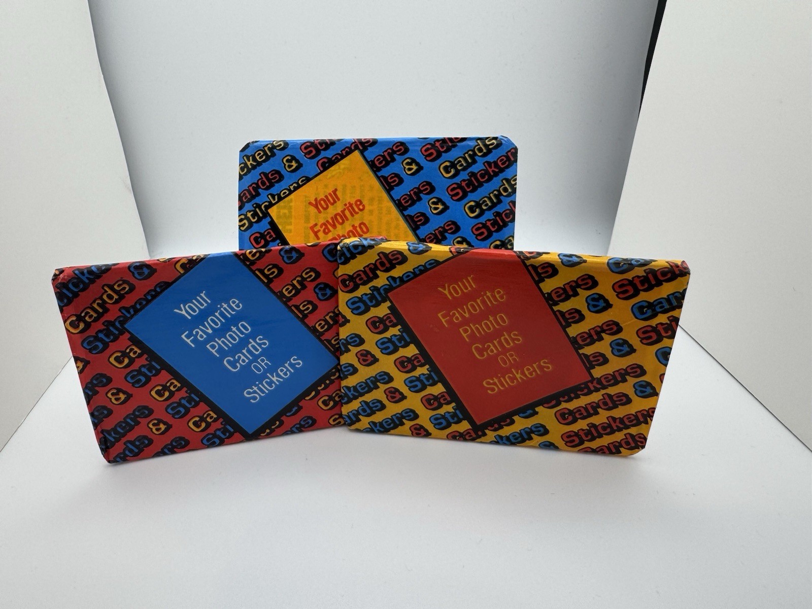 Three 1982 Donruss Your Favorite Photo Cards Or Stickers Packs. Red Blue Yellow