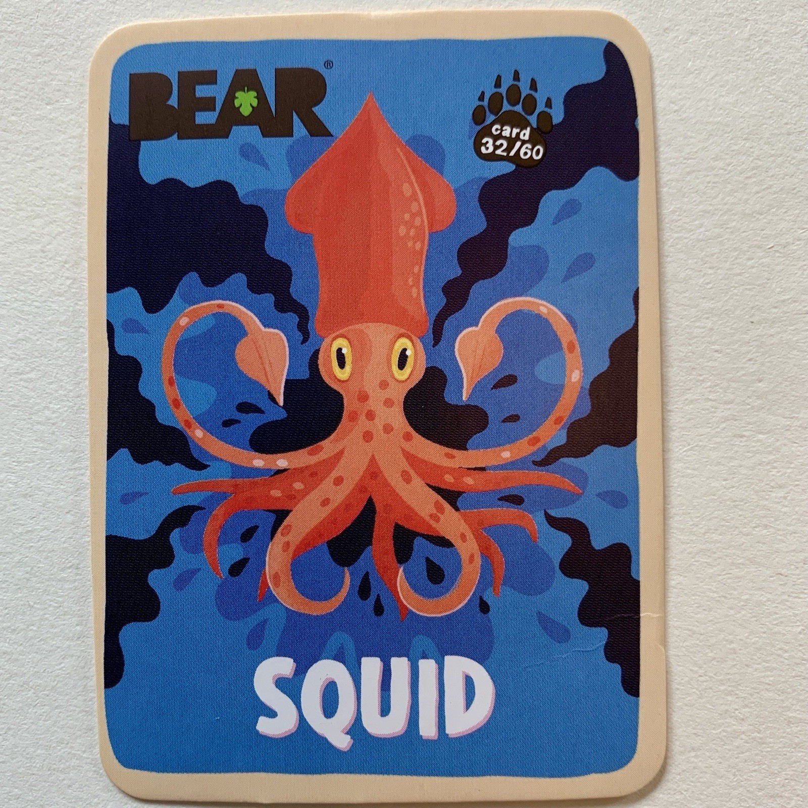 Squid Bear Fruit Snacks #32 Bear Fruit Rolls Collectible Animal Trading Cards