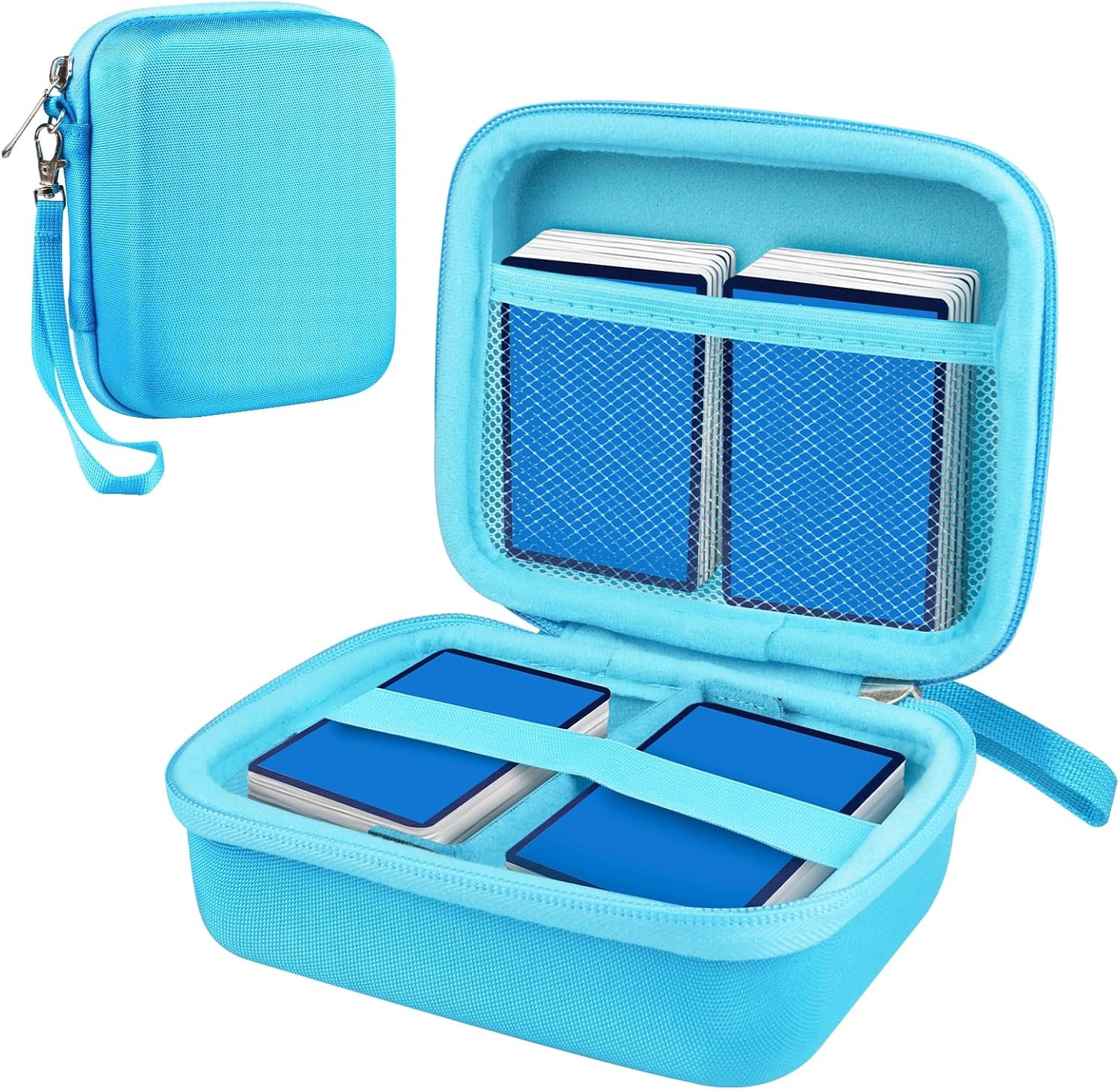 Blue 300+ Capacity Trading Card Storage Box Portable Card Holder