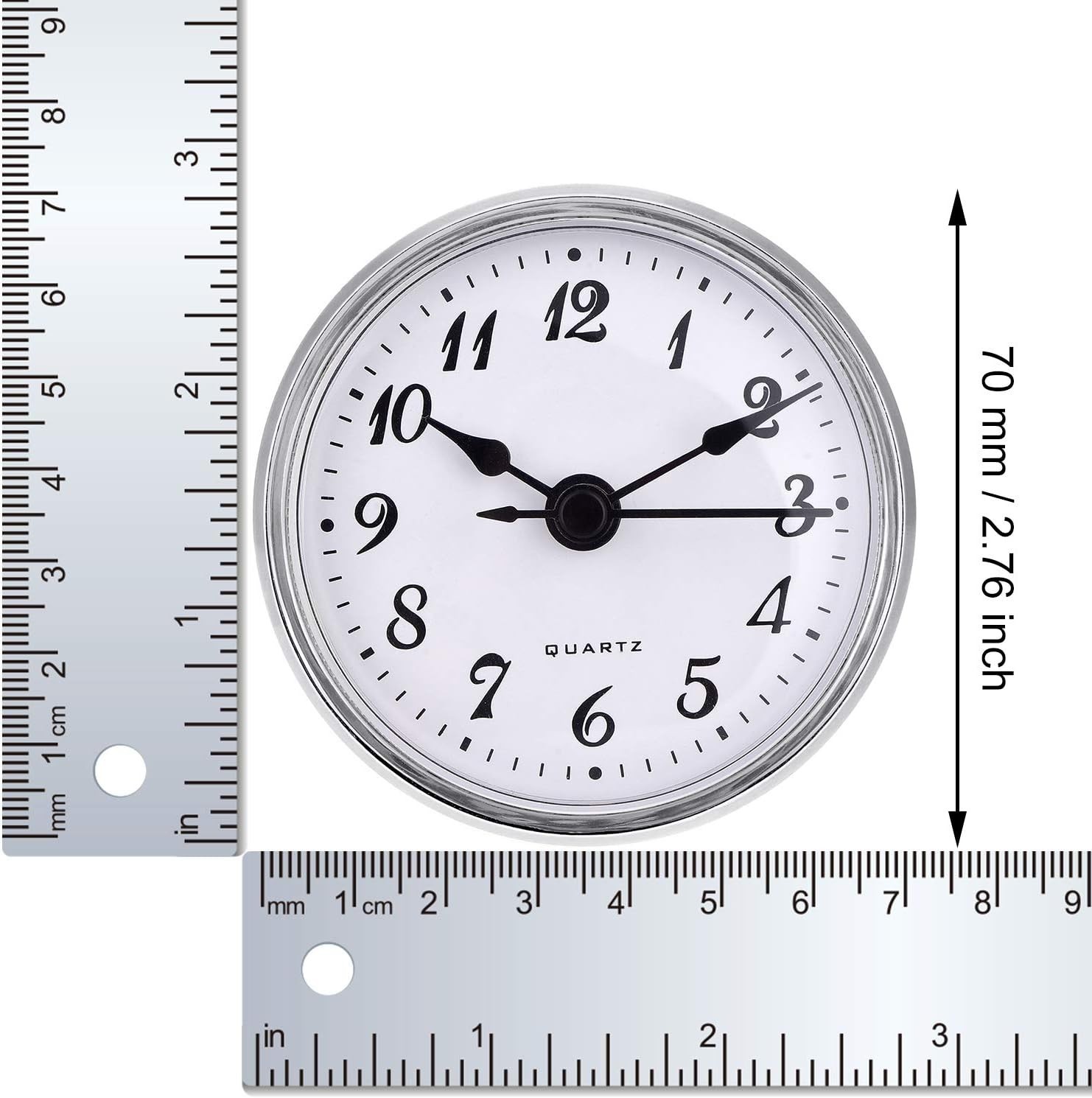 2.8 Inch Weather-Resistant Quartz Clock Insert – Stylish Gold and Silver